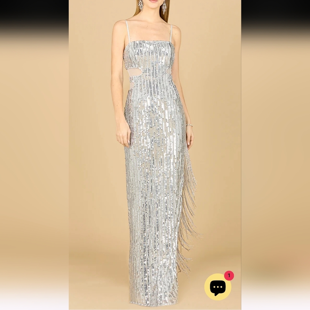 LARA Silver Sequin Prom Dress